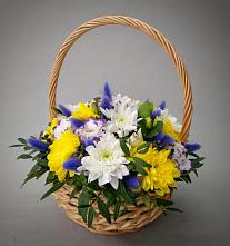 Цветочная композиция из Розы, Герберы и Хризантемы в корзине #REPLACE_PRED# Кули